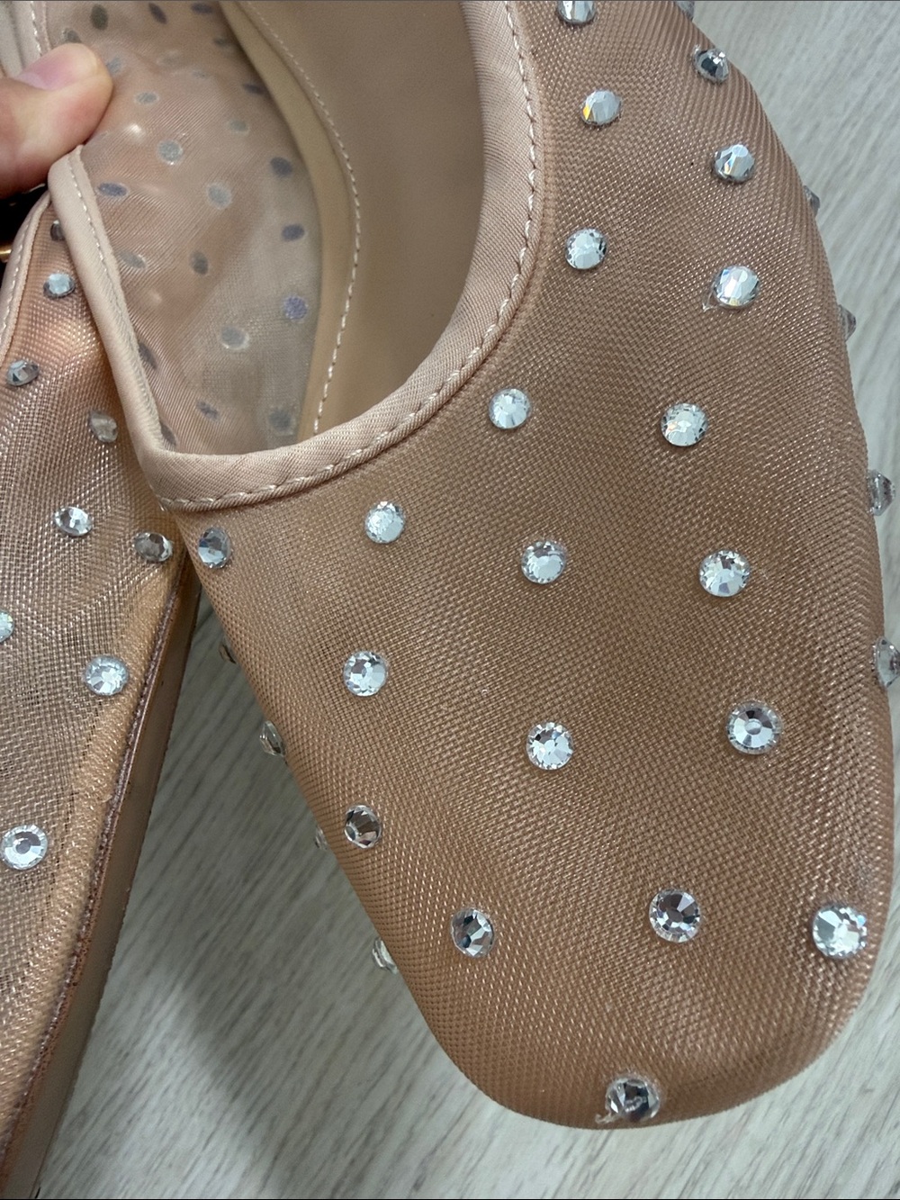 Mango Nude Mesh Studded Ballet Flats - Picture 2 of 5